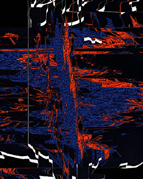 handwoven fabric. it looks messed and chaotic, because this image has been morphed and glitched and stuff.