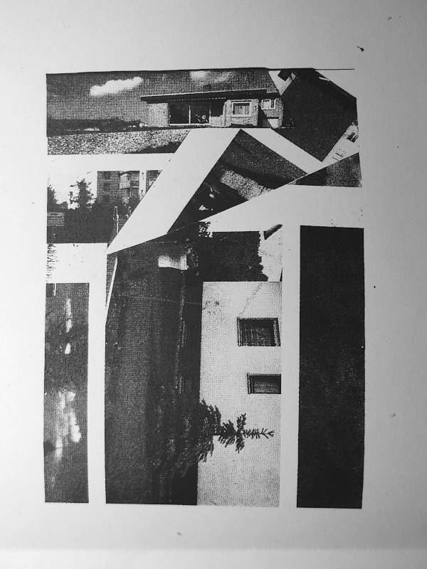 german housing. collage with printed matter.