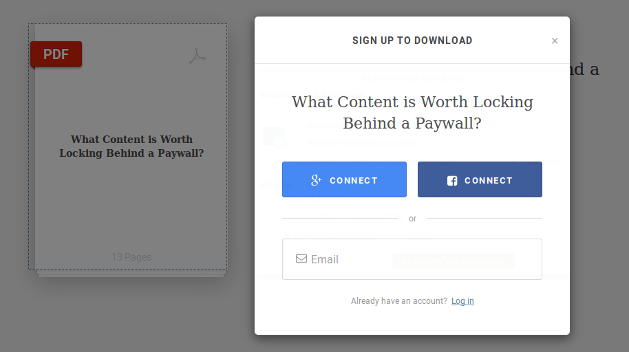 screenshot of a paywall, What content is Worth locking behind a paywall? Login